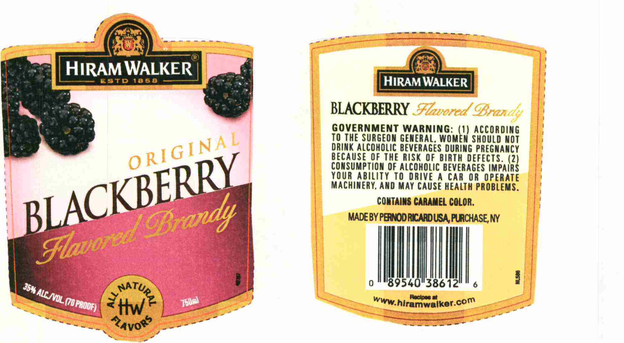 TABC label artwork for Hiram Walker Blackberry Flavored Brandy