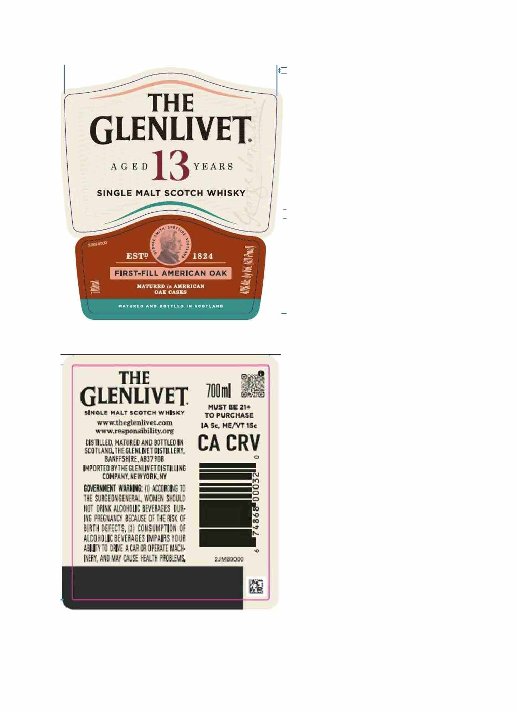 TABC label artwork for THE GLENLIVET 13 YO