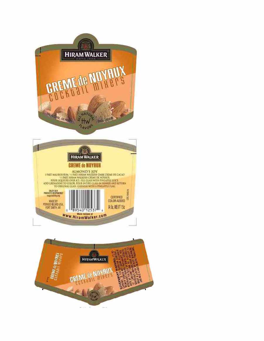 TABC label artwork for Hiram Walker Creme de Noyaux Cocktail Mixers