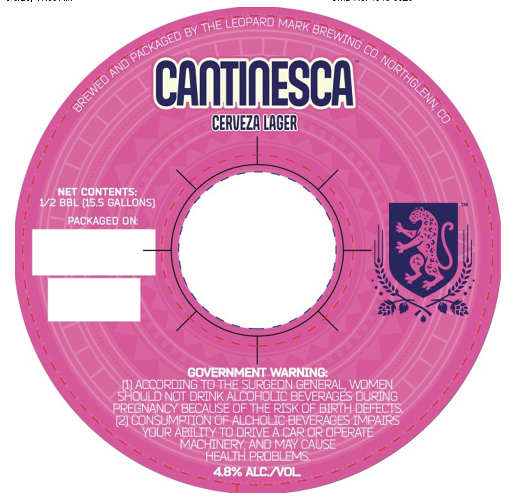 TABC label artwork for CANTINESCA