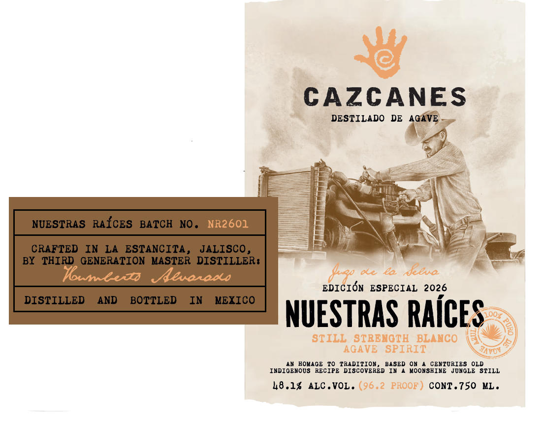 TABC label artwork for Cazcanes Nuestras Raices Still Strength Blanco Agave Spirit