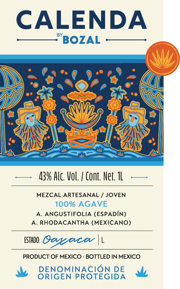 TABC label artwork for Calenda By Bozal Mezcal Artesanal Joven 100% Agave