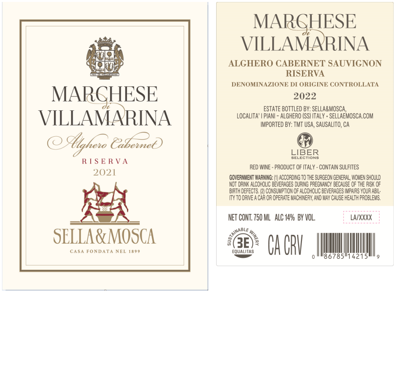 TABC label artwork for Sella & Mosca Marchese di Villamarina Cabernet Sauvignon Alghero