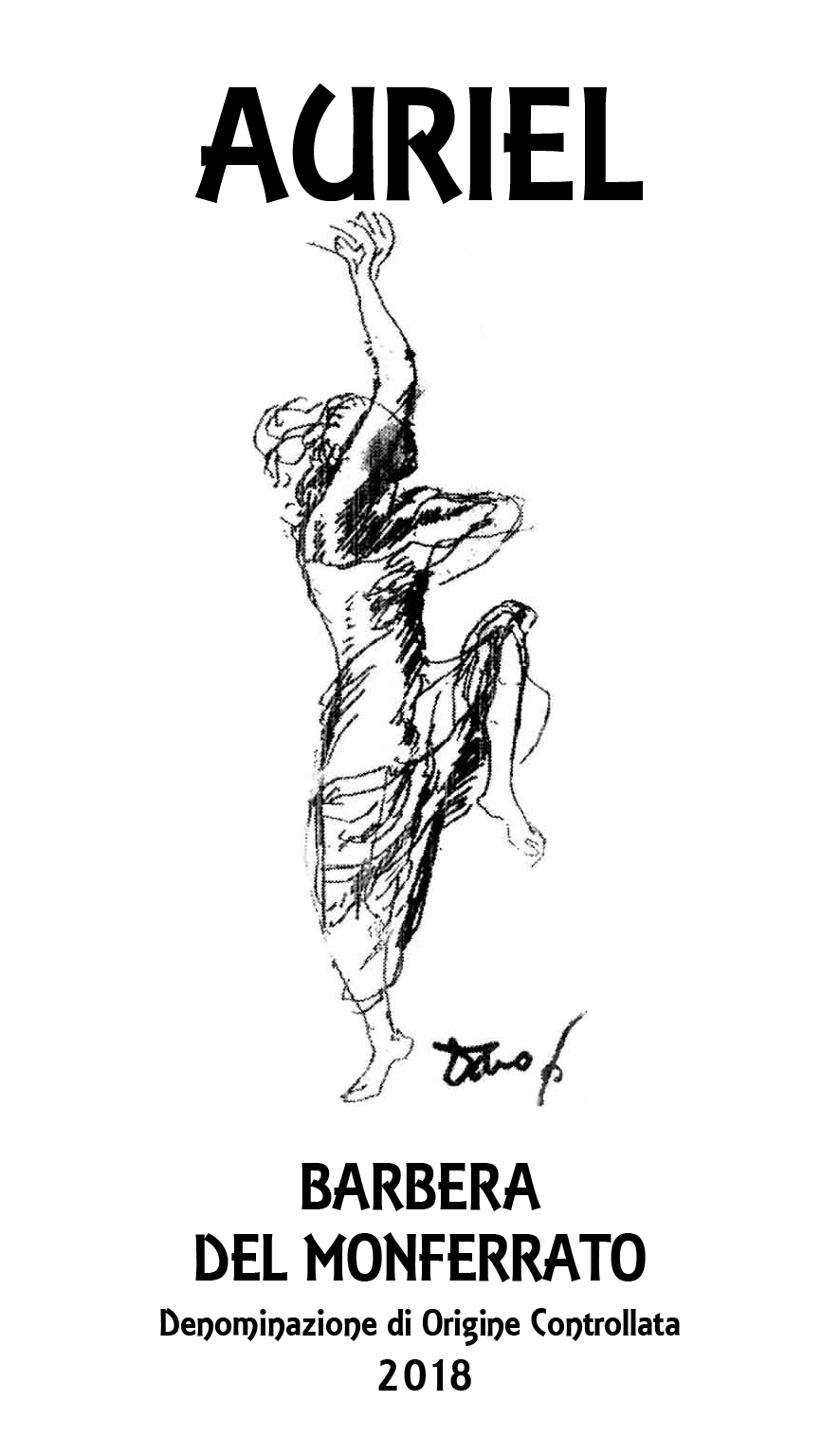 TABC label artwork for Auriel Barbera del Monferrato