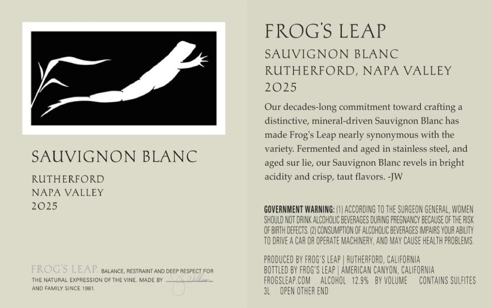 TABC label artwork for Frog's Leap Sauvignon Blanc