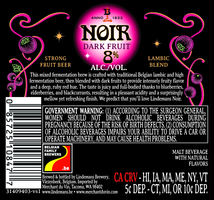 TABC label artwork for Lindemans Noir