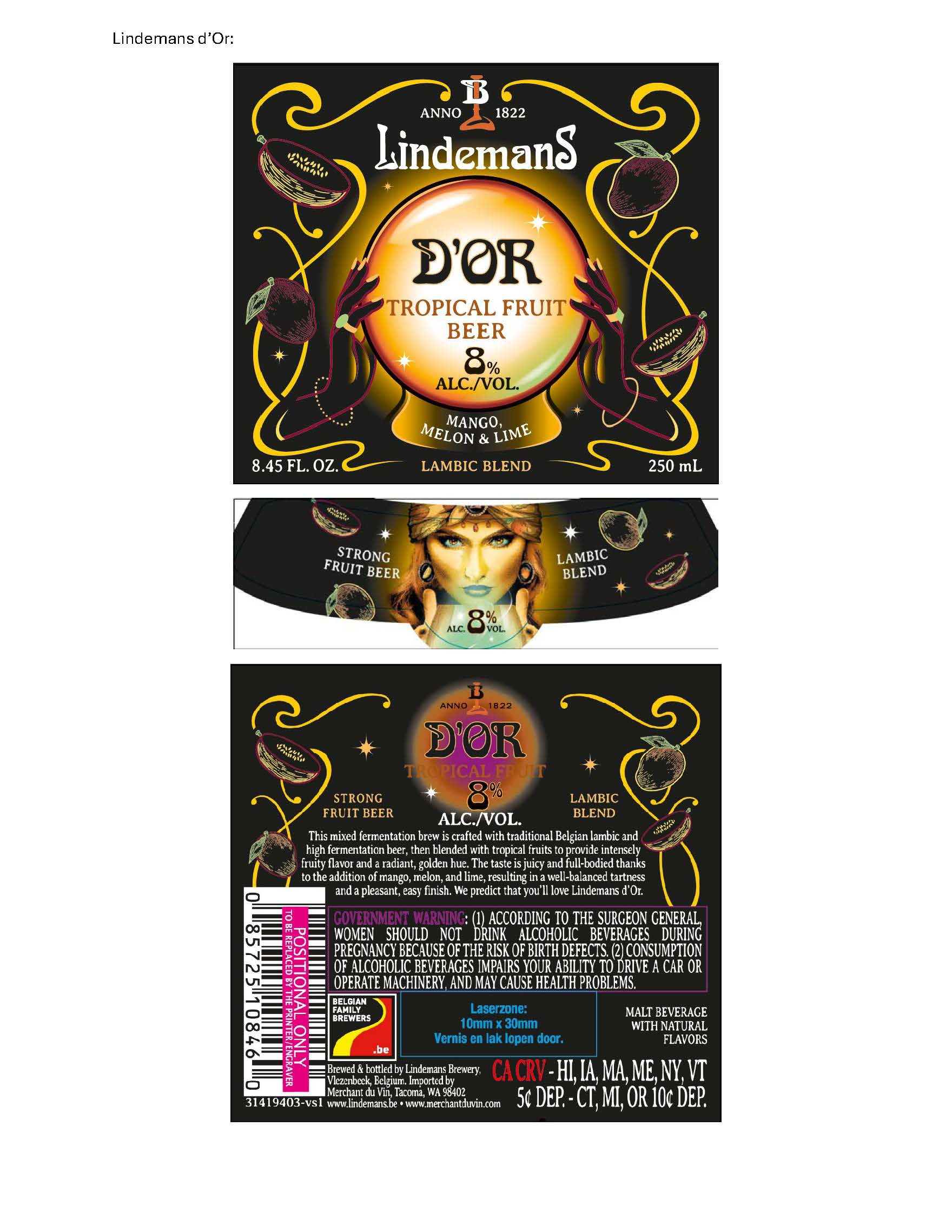 TABC label artwork for Lindemans d'Or