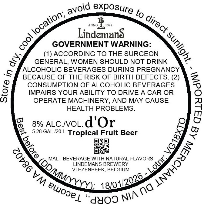 TABC label artwork for Lindemans d'Or