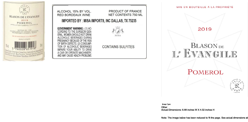 TABC label artwork for BLASON DE L'EVANGILE POMEROL