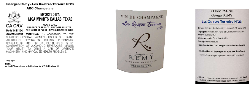 TABC label artwork for GEORGES REMY LES QUATRES TERROIRS NO 23
