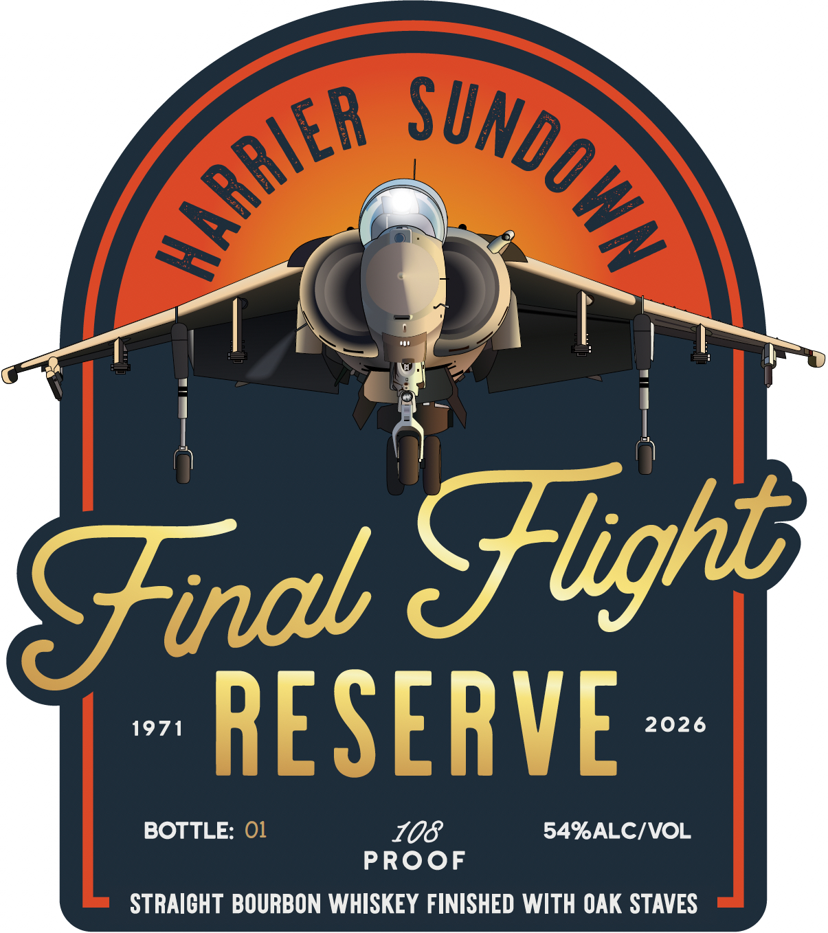 TABC label artwork for Final Flight Reserve Harrier Sundown Straight Bourbon Whiskey