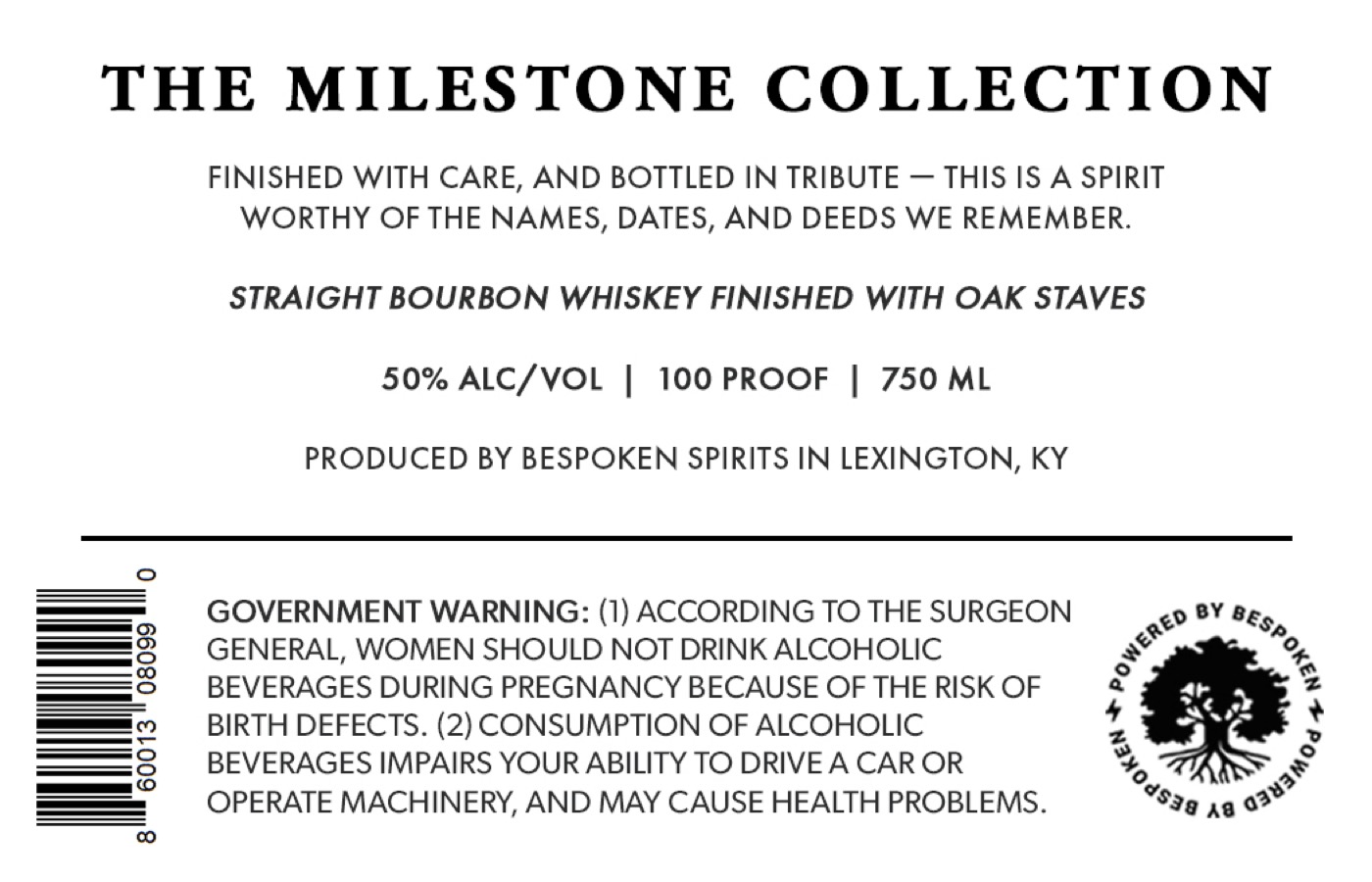 TABC label artwork for The Milestone Collection Straight Bourbon Whiskey