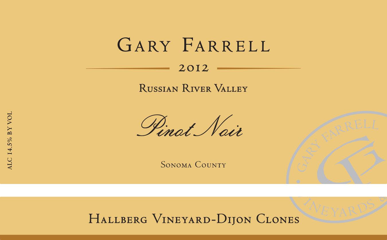 TABC label artwork for Gary Farrell Pinot Noir Vineyard - Hallberg- Dijon Clones