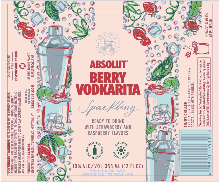TABC label artwork for ABSOLUT BERRY VODKARITA