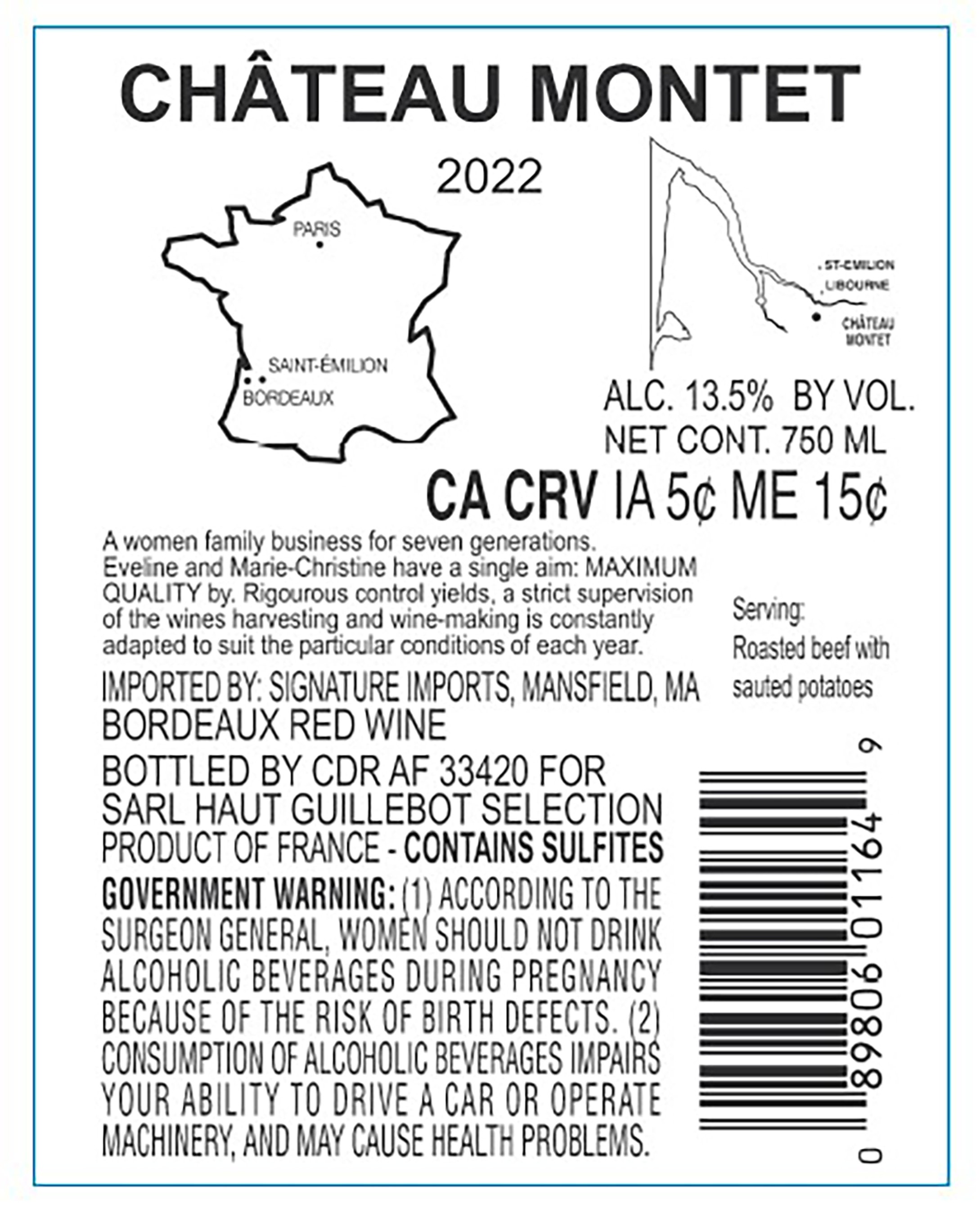 TABC label artwork for Chateau Montet Bordeaux Rouge
