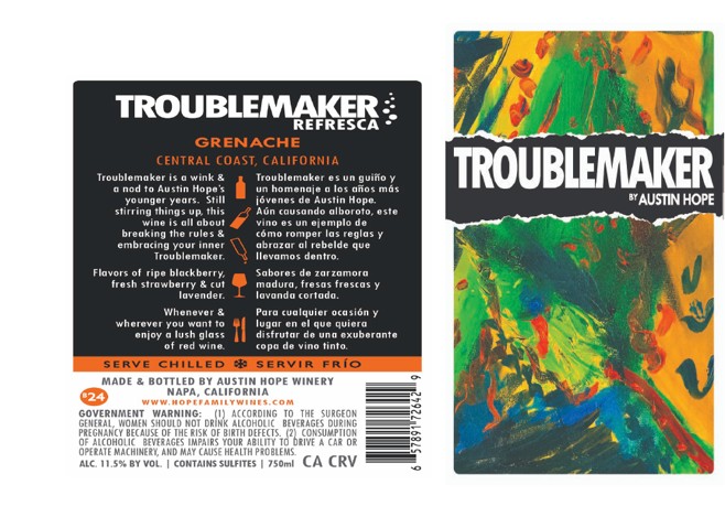 TABC label artwork for Troublemaker Refresca Grenache