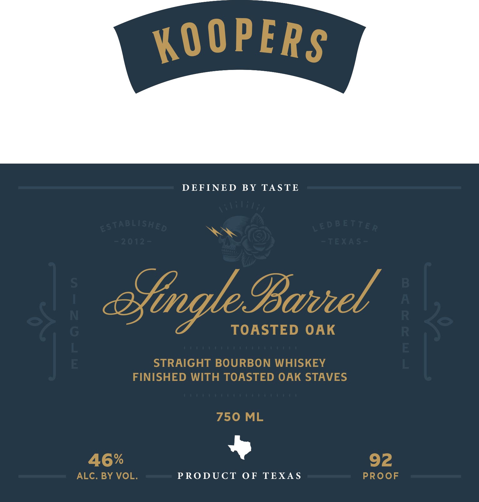 TABC label artwork for Single Barrel Toasted Oak