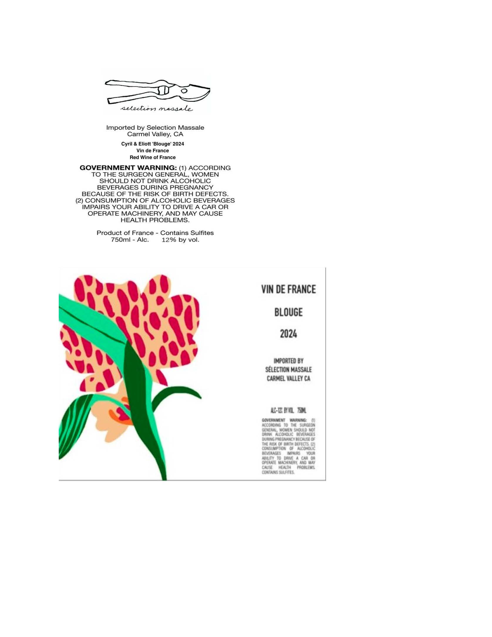 TABC label artwork for Cyril & Elliot 'Blouge' VdF