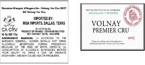TABC label artwork for DOMAINE MARQUIS D'ANGERVILLE VOLNAY 1ER CRU
