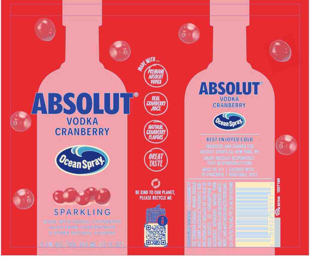 TABC label artwork for Absolut RTD Ocean Cranberry