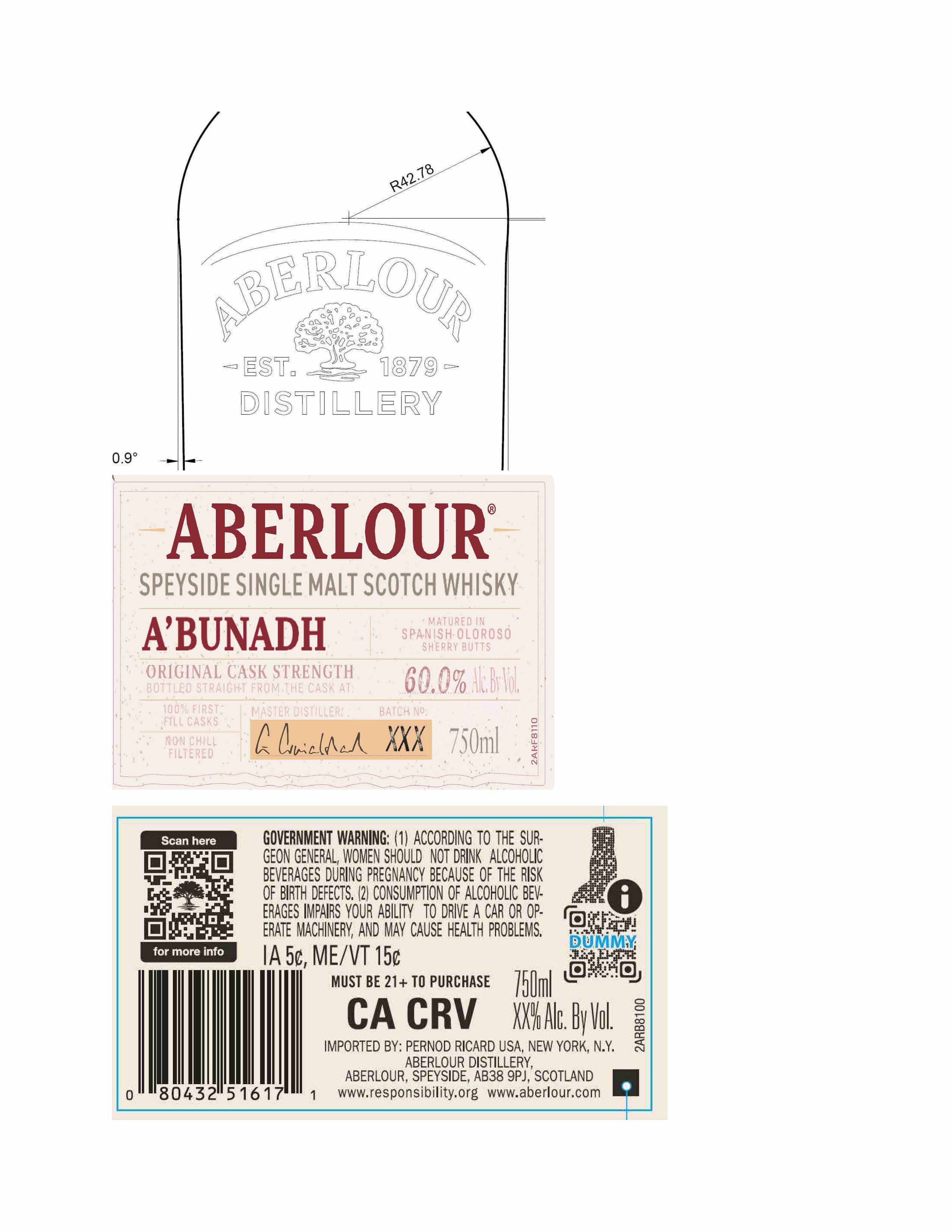 TABC label artwork for Aberlour A'Bunadh Scotch Whisky