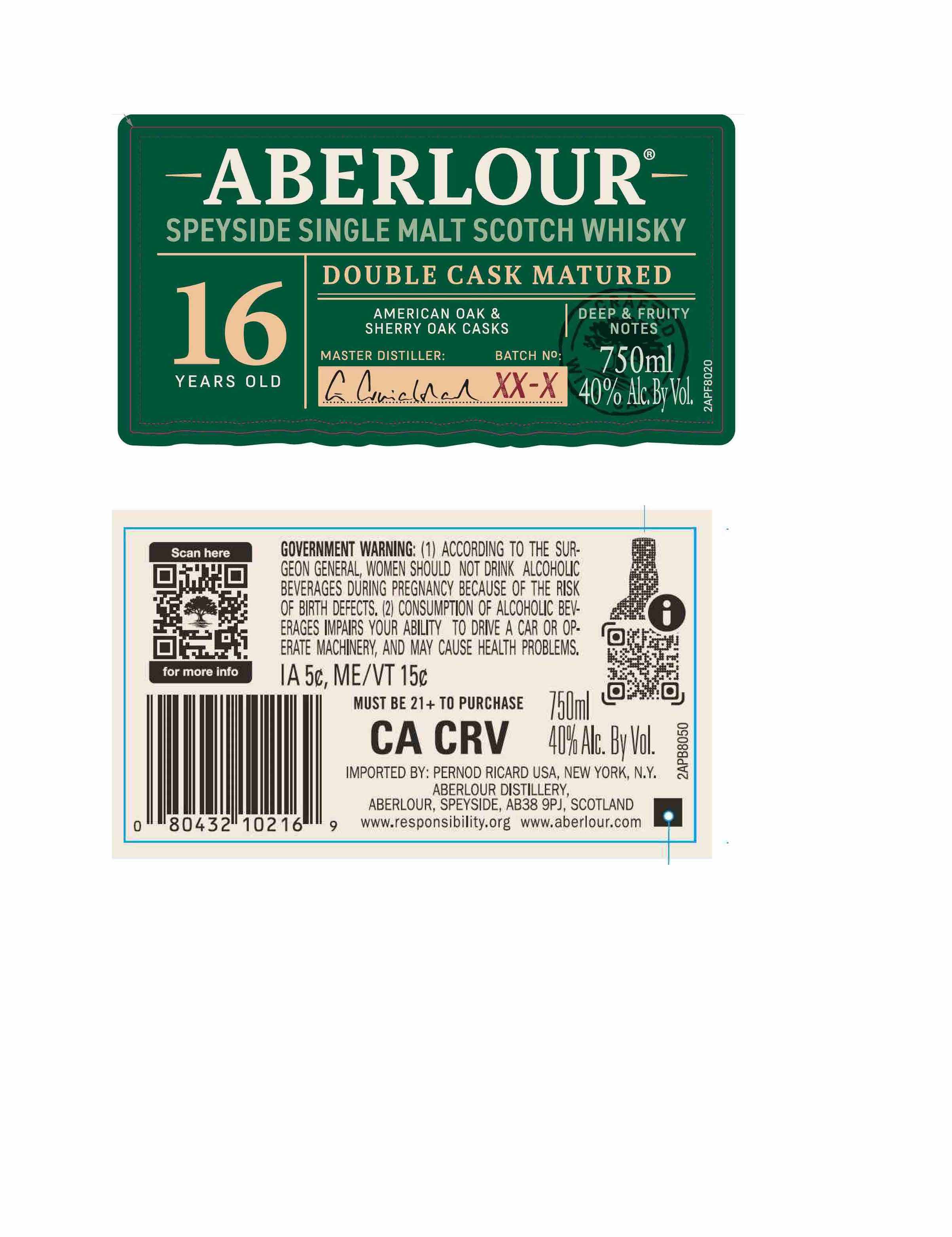 TABC label artwork for Aberlour 16 O Cask Scotch Whisky
