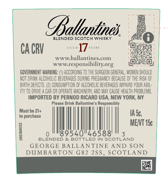 TABC label artwork for Ballantine's 17 YO Scotch Whisky