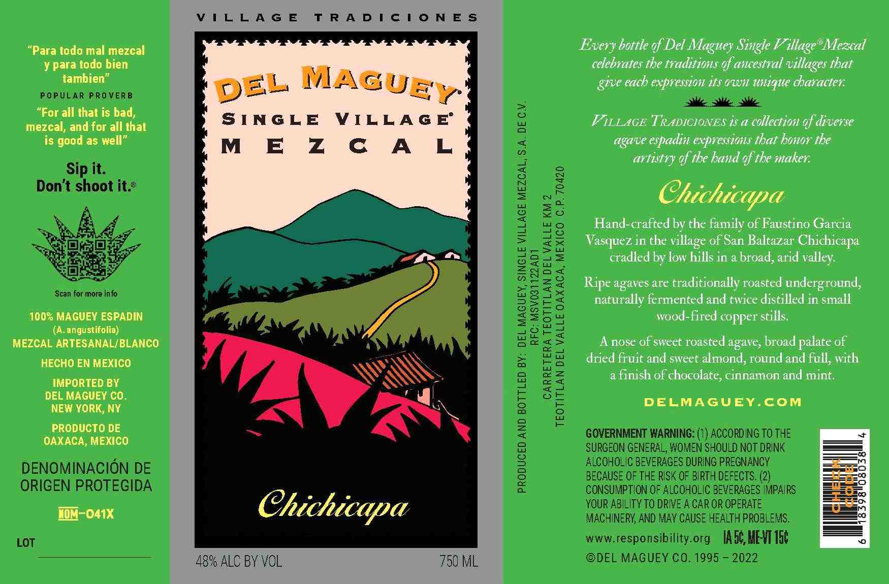TABC label artwork for Del Maguey Chichicapa Mezcal