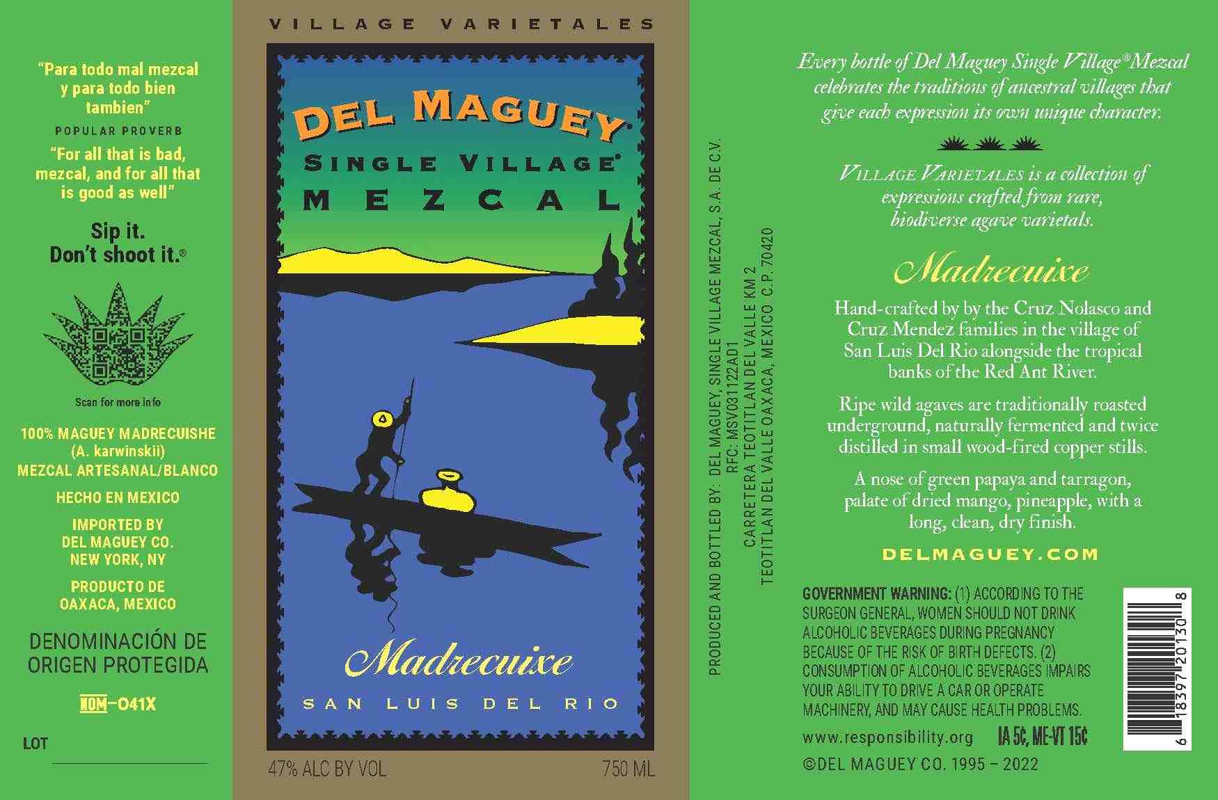 TABC label artwork for Del Maguey Madrecuixe Mezcal