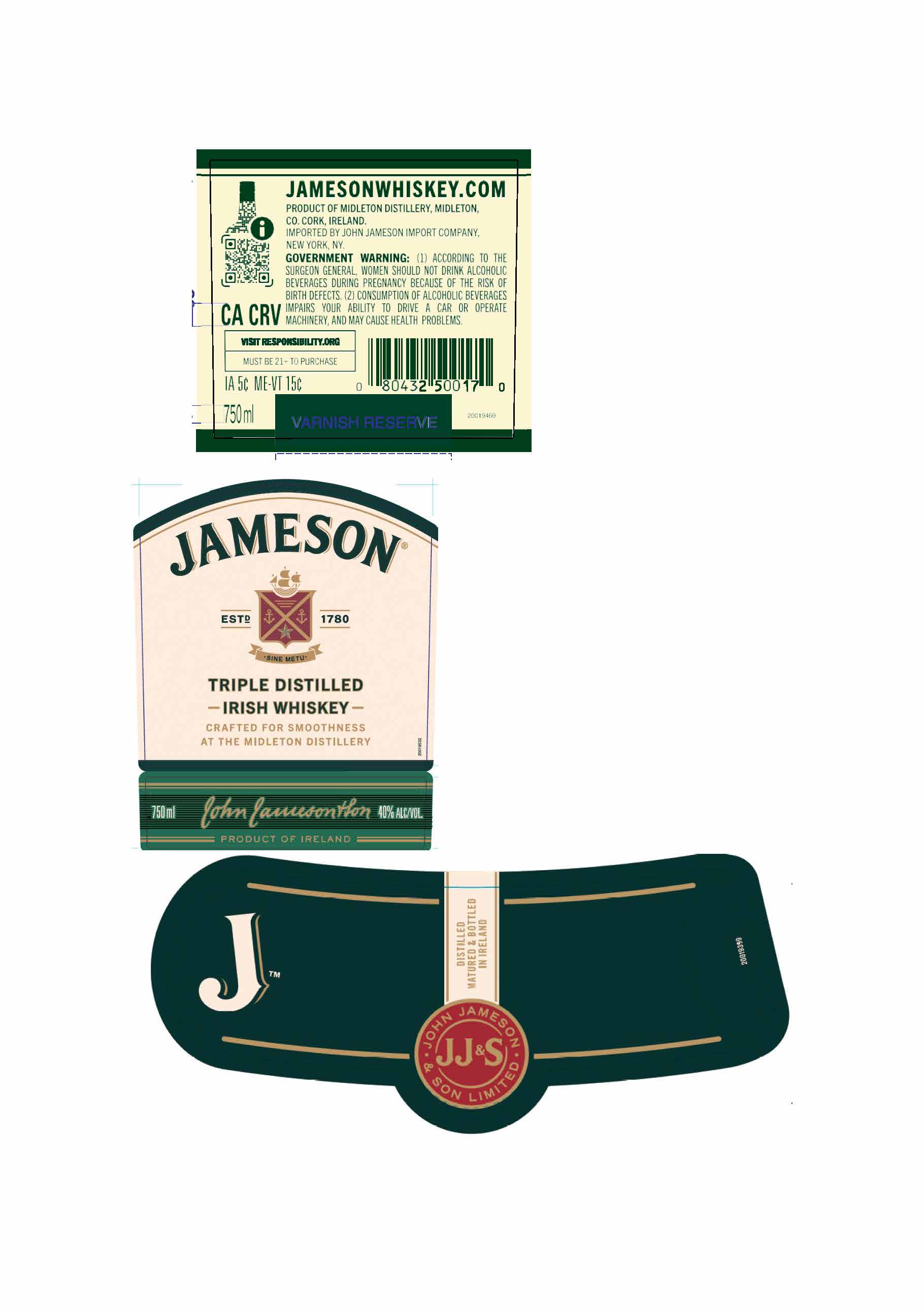 TABC label artwork for Jameson Irish Whiskey