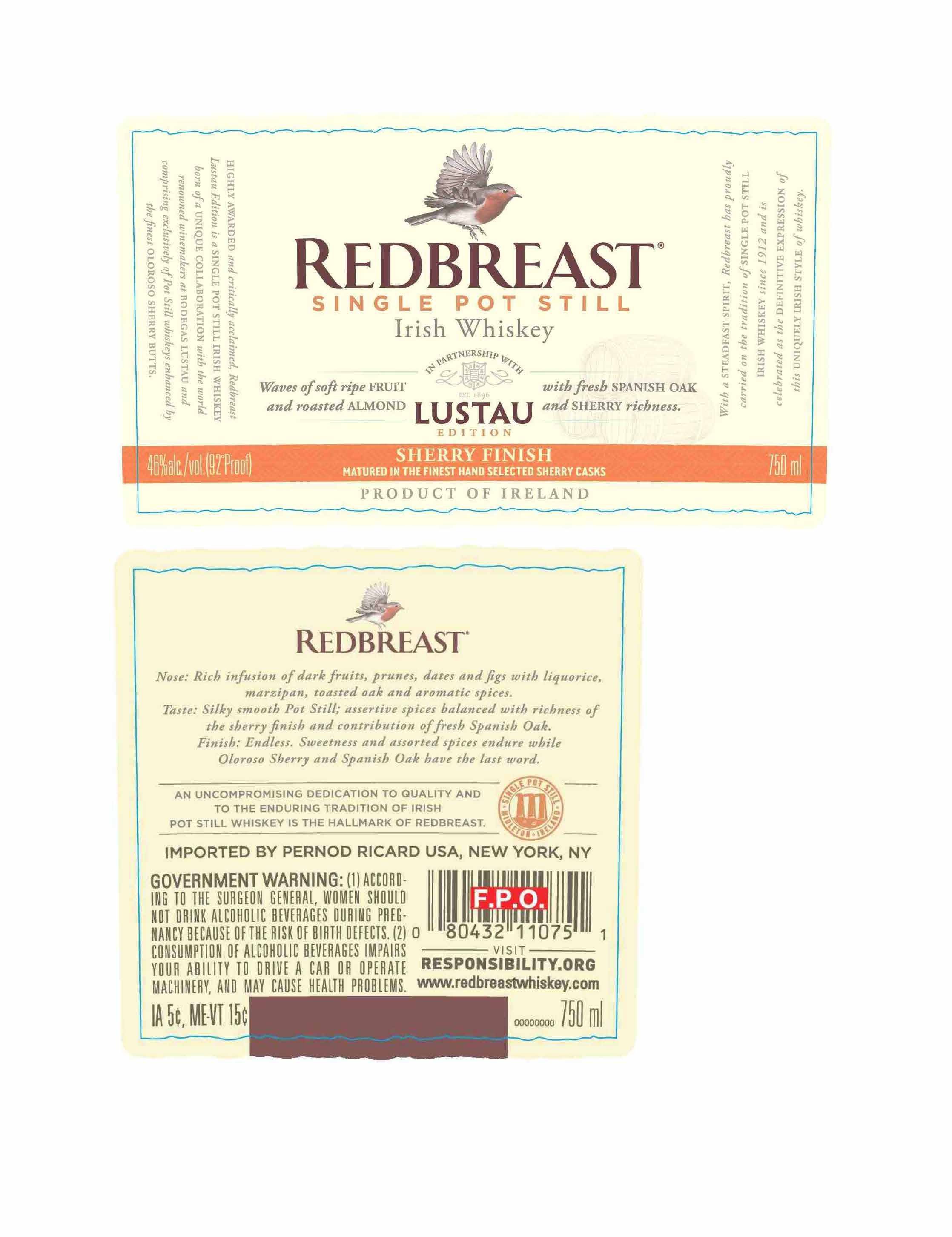 TABC label artwork for Redbreast Lustau Edition