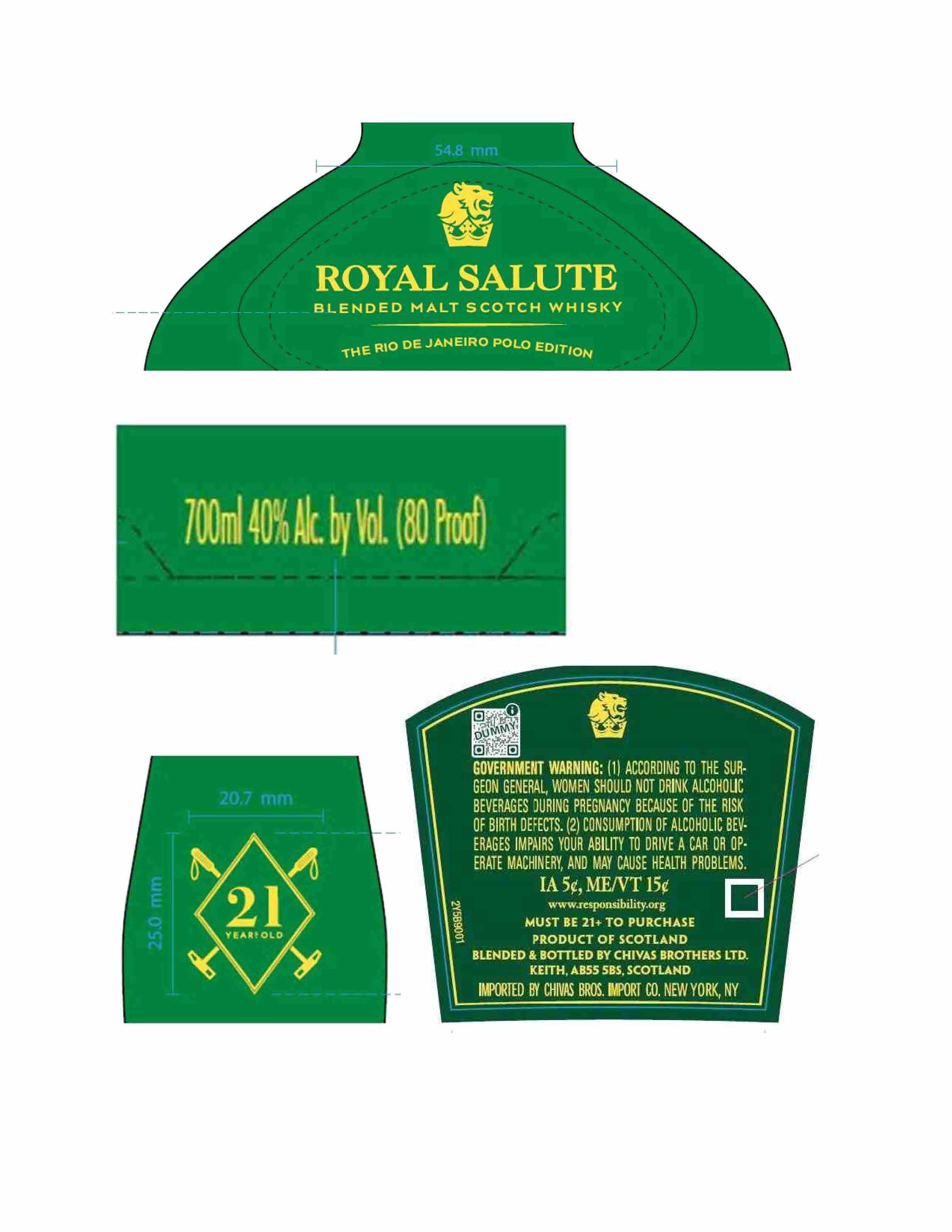 TABC label artwork for Royal Salute Rio de Janeiro