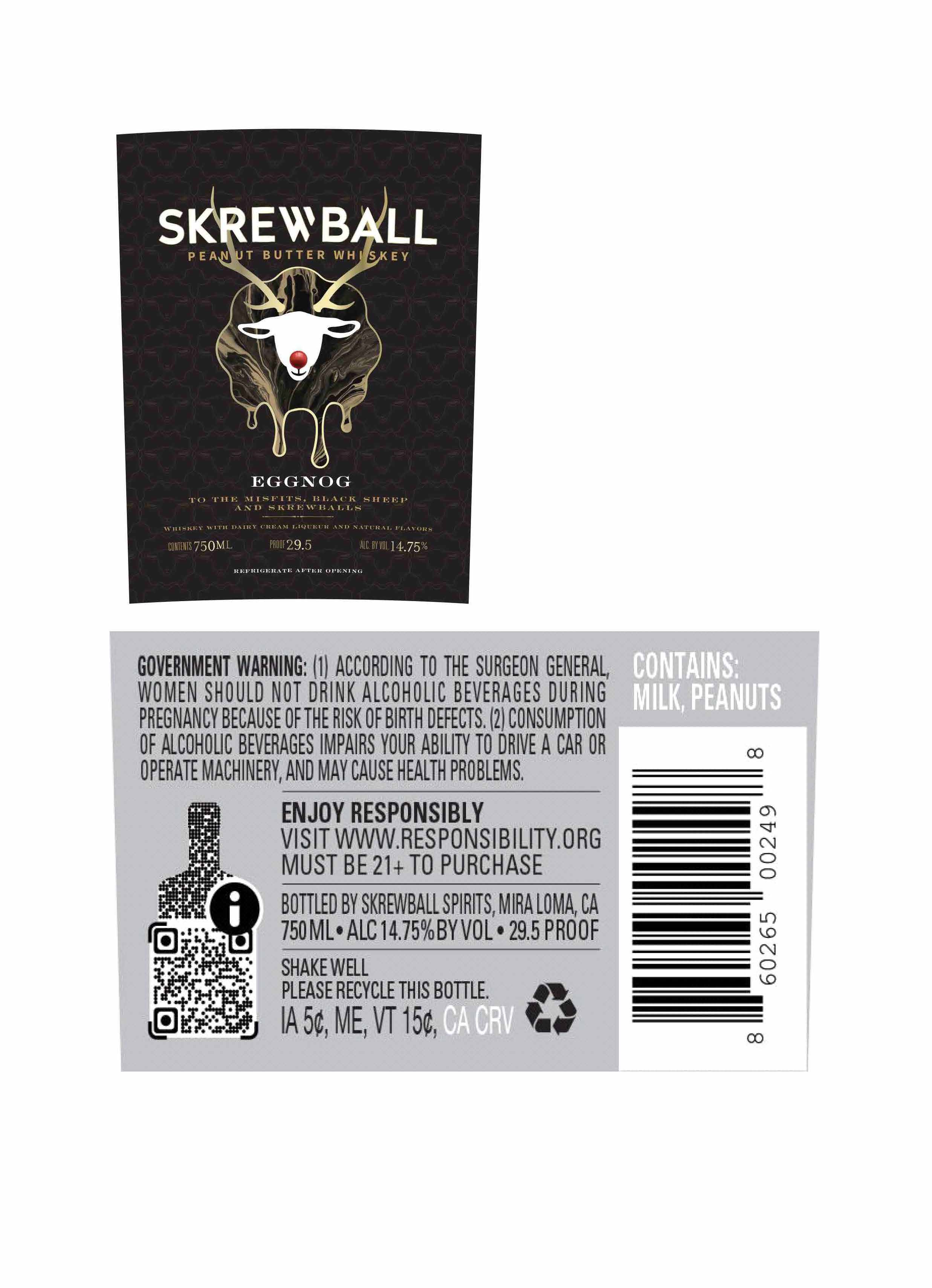 TABC label artwork for Skrewball Peanut Butter Whiskey Eggnog