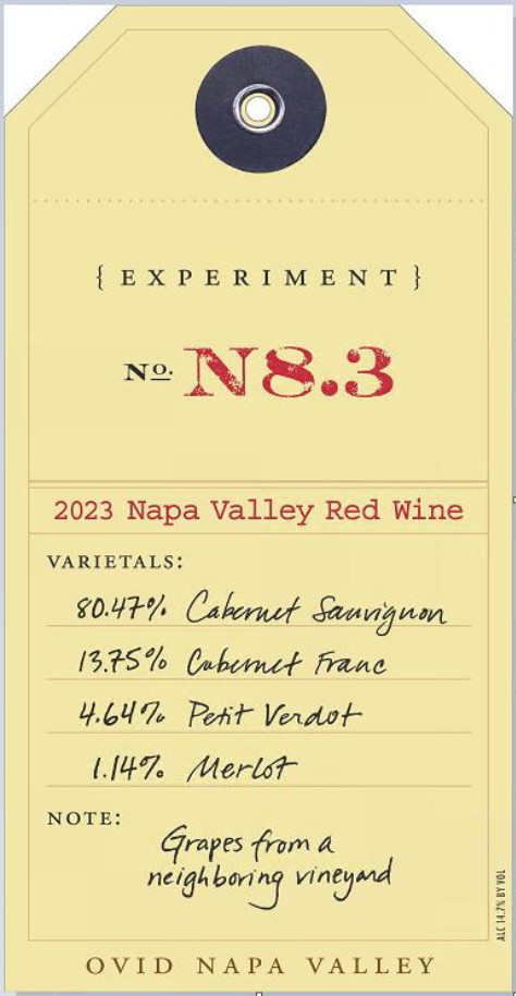 TABC label artwork for EXPERIMENT NO. N8.3 GRAPES FROM A NEIGHBORING VINEYARD