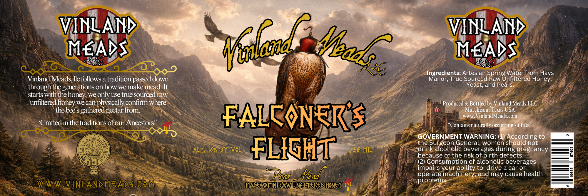 TABC label artwork for VINLAND MEADS LLC FALCONER'S FLIGHT PEAR MEAD