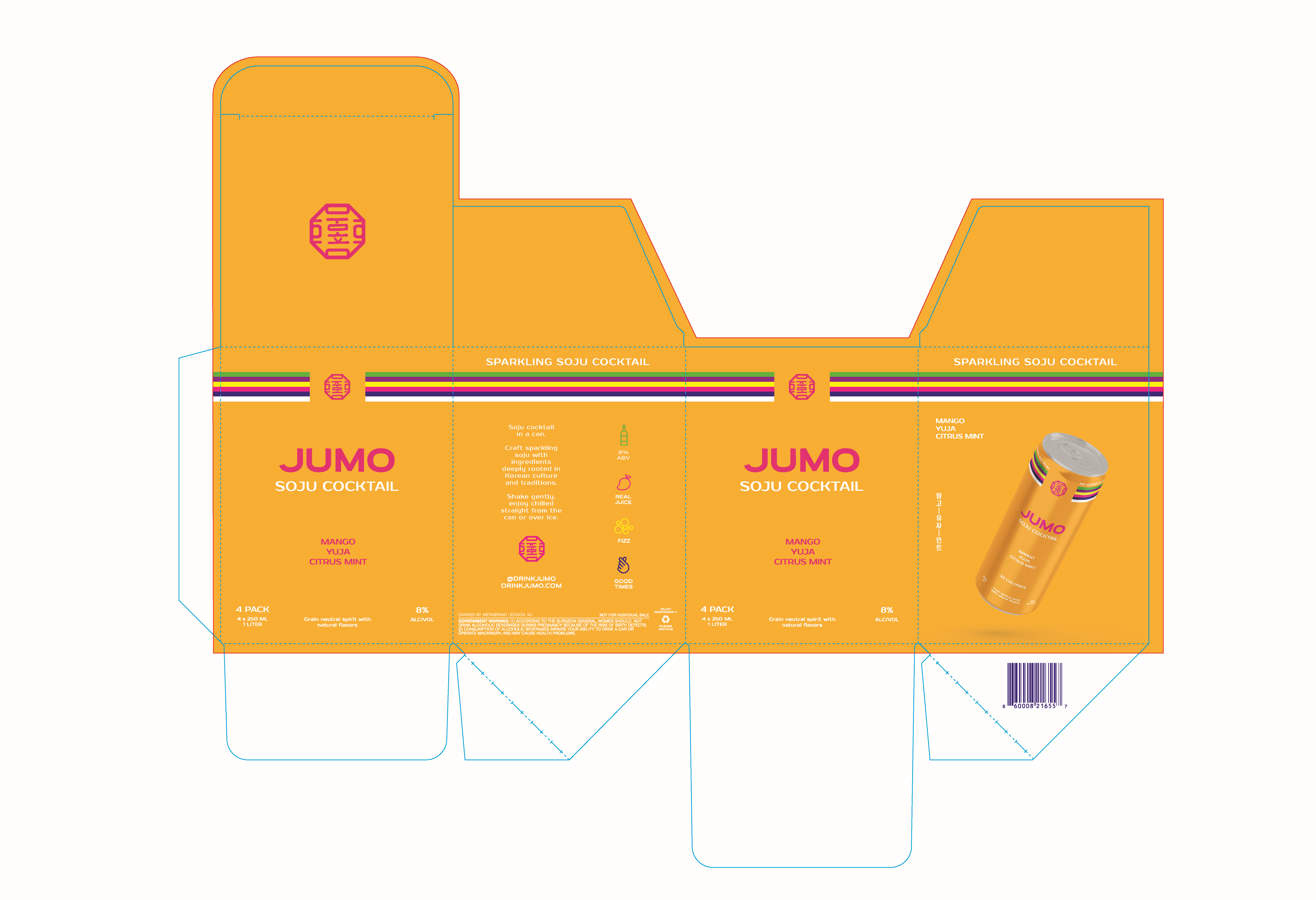 TABC label artwork for Jumo Soju Cocktail Mango Yuja Citrus Mint RTD