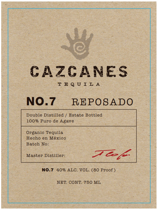 TABC label artwork for Cazcanes Tequila Reposado No.7 100% Agave