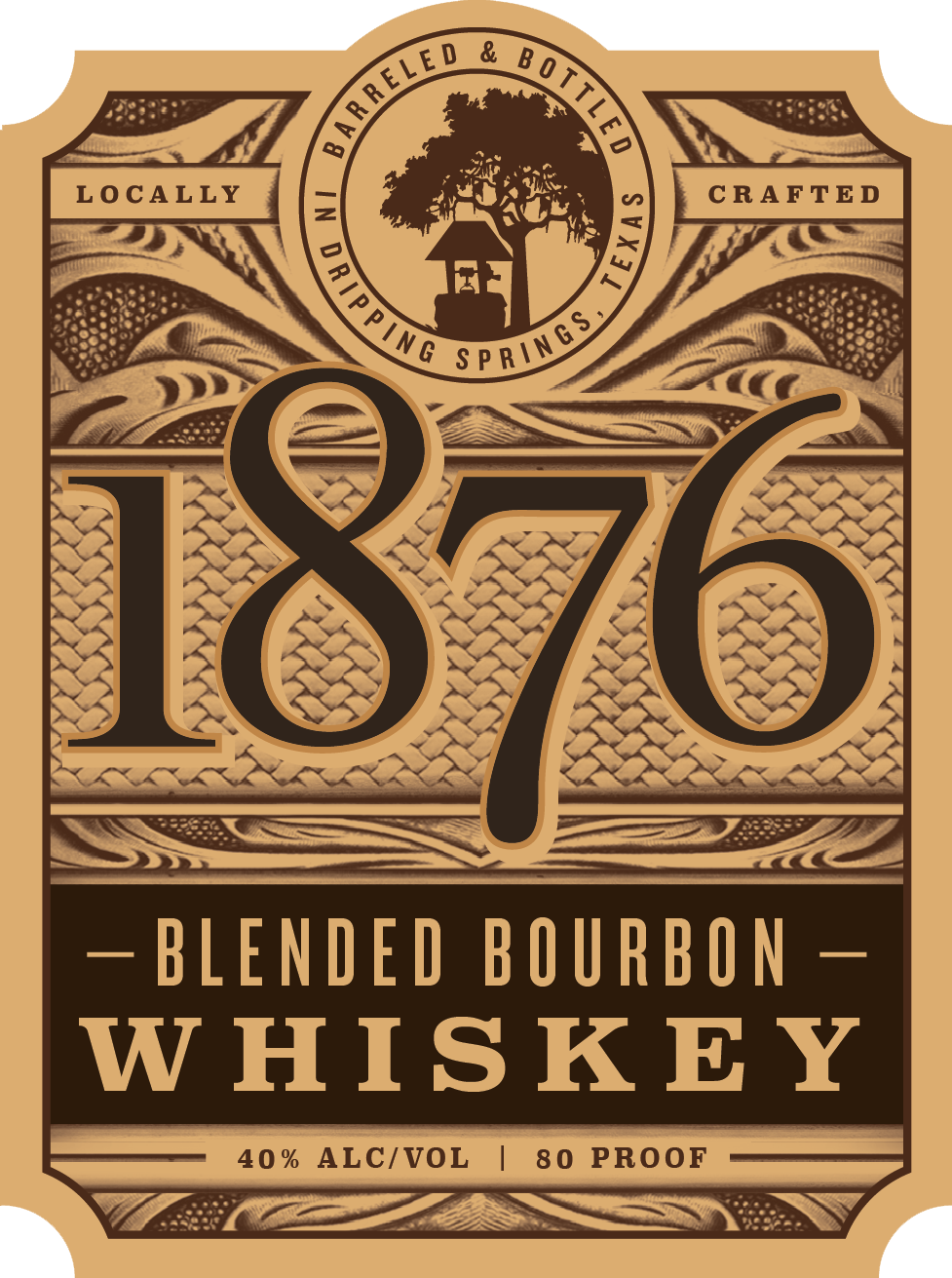 TABC label artwork for 1876 Blended Bourbon Whiskey