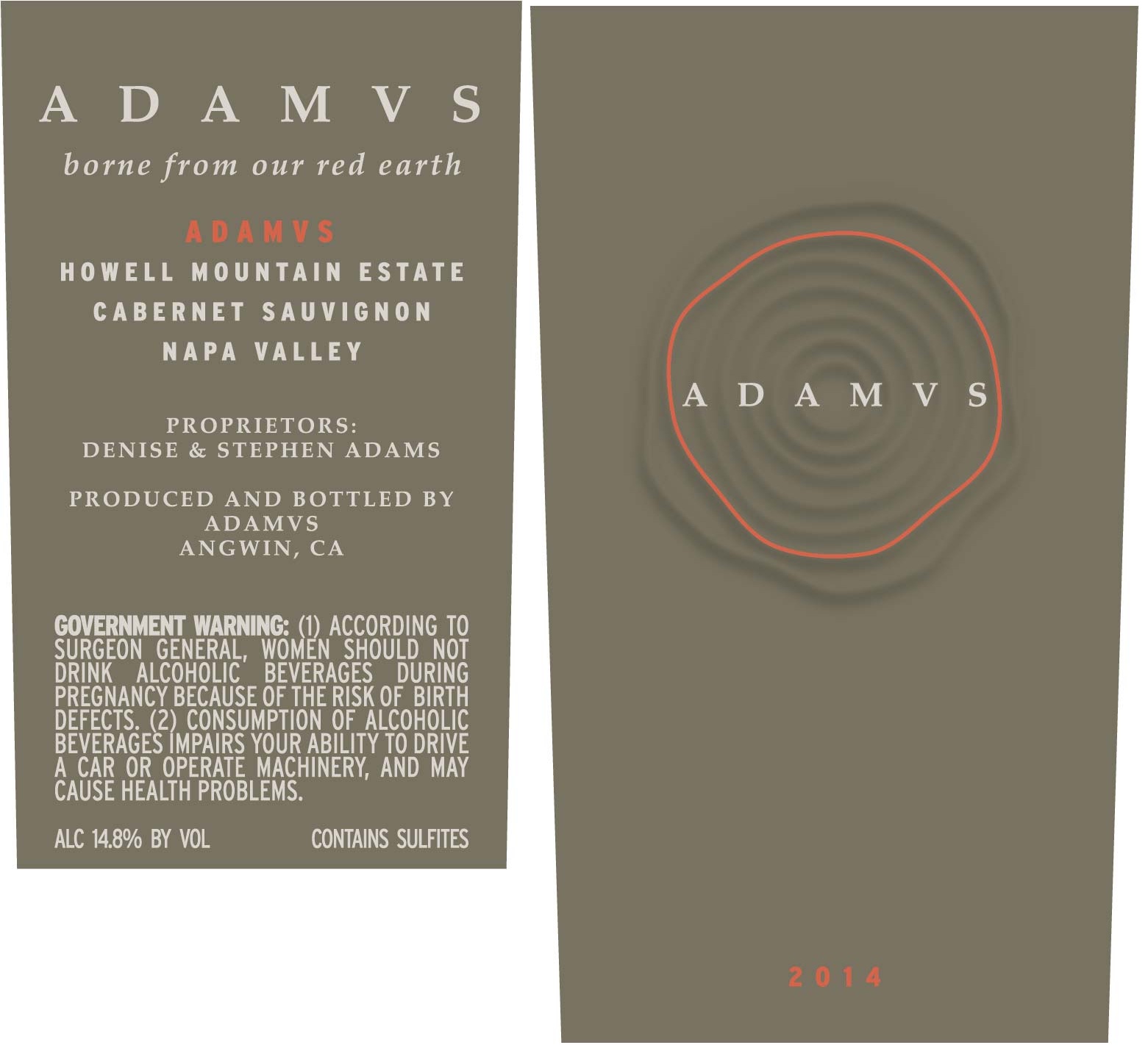 TABC label artwork for ADAMVS CABERNET SAUVIGNON