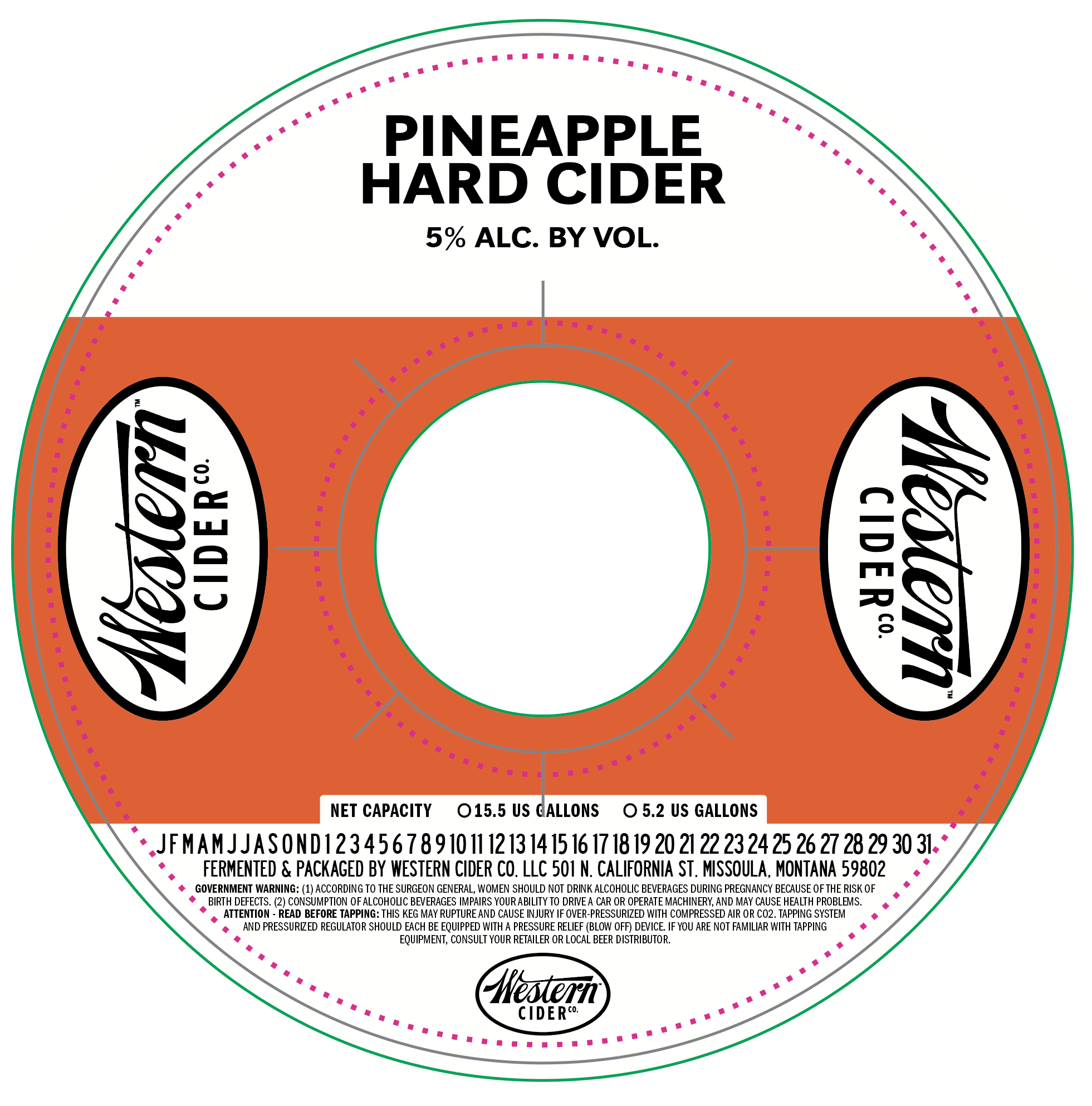 TABC label artwork for Western Cider Pineapple