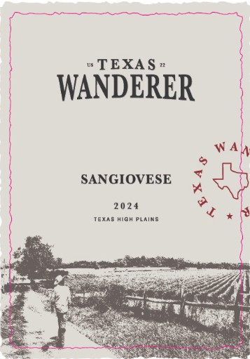 TABC label artwork for Texas Wanderer Wines Sangiovese