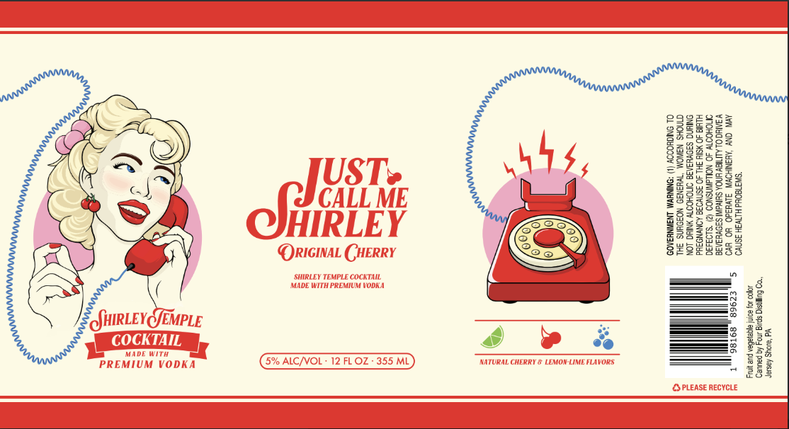 TABC label artwork for Vodka Just Call Me Shirley