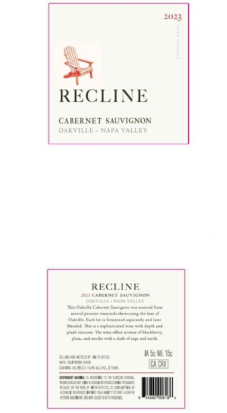 TABC label artwork for RECLINE CABERNET SAUVIGNON NAPA VALLEY