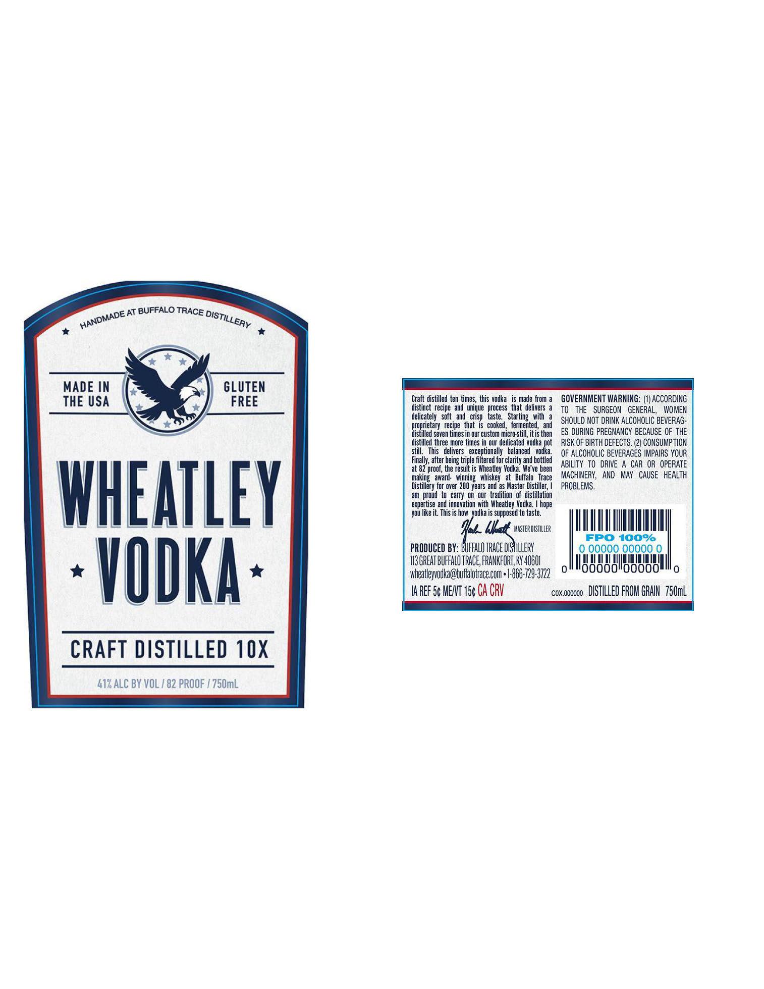 TABC label artwork for Wheatley Vodka