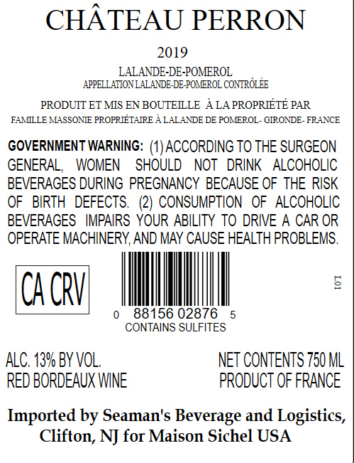 TABC label artwork for CHATEAU PERRON LALANDE-DE-POMEROL