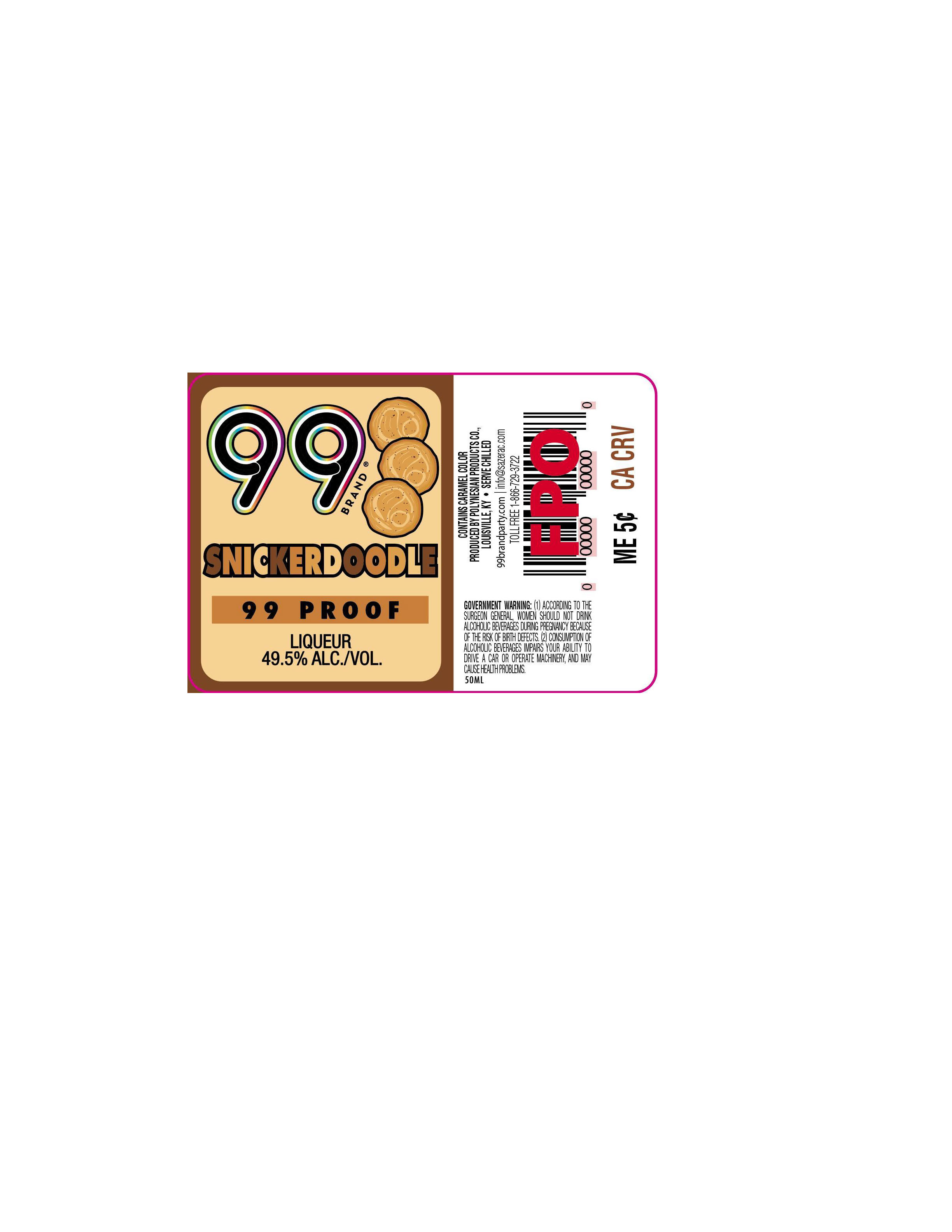 TABC label artwork for 99 Brand Snickerdoodle