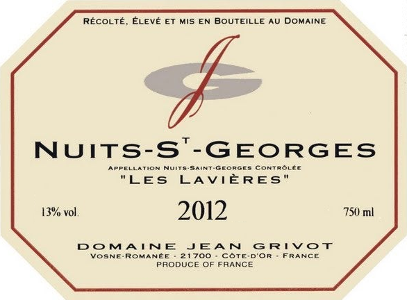 TABC label artwork for DOMAINE JEAN GRIVOT LES LAVIERES