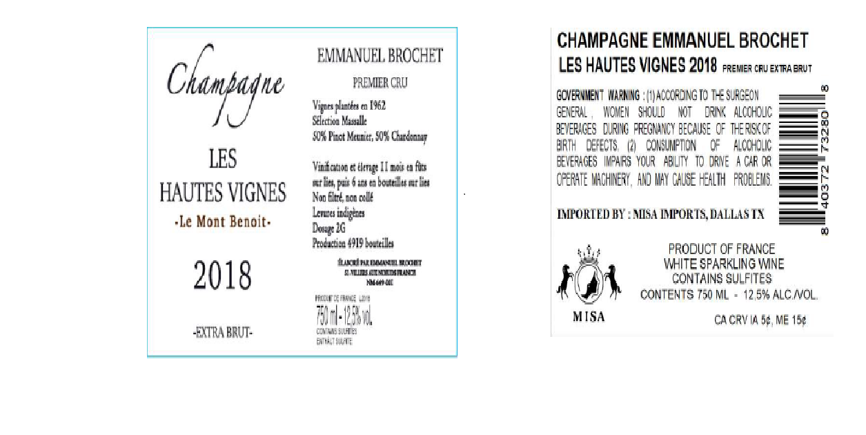 TABC label artwork for EMMANUEL BROCHET LES HAUTES VIGNES LE MONT BENOIT