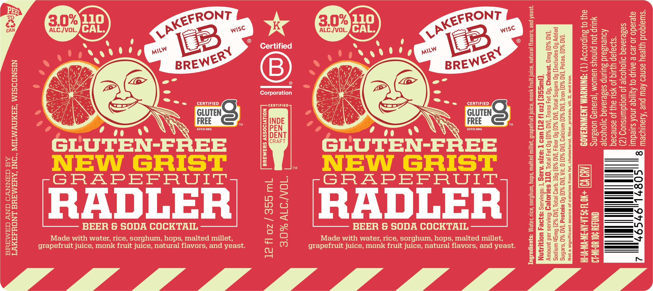 TABC label artwork for New Grist Grapefruit Radler