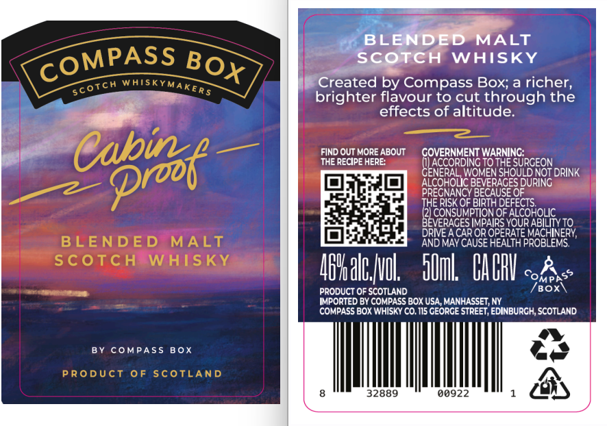 TABC label artwork for Compass Box Cabin Proof Whisky